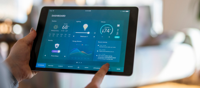 Person handling a tablet with data