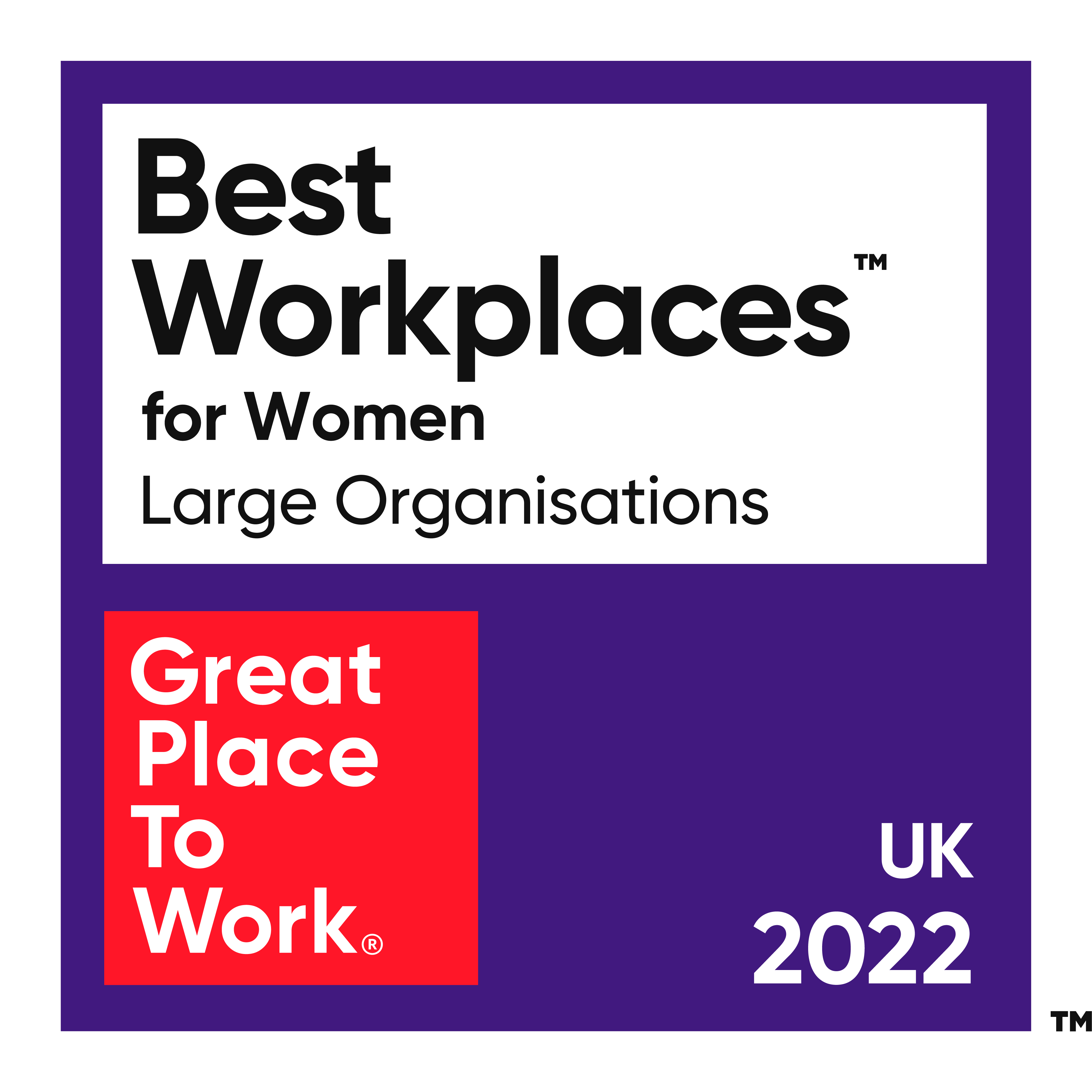 Great Place to Work Best Workplaces for Women Large Organisations Award Twenty Twenty-Two