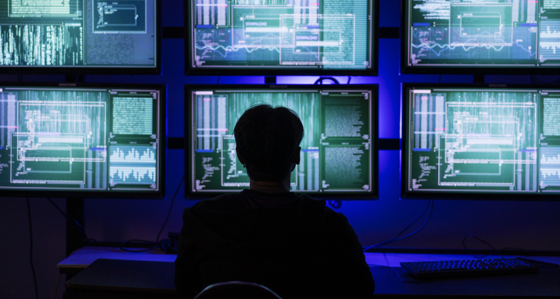 Person looking at screens