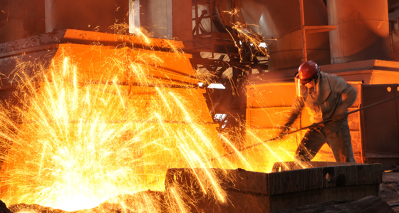 Worker in a steel factory