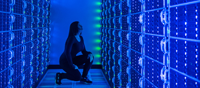 Woman in a data centre