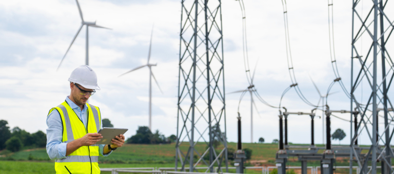 Worker at an electricity facility