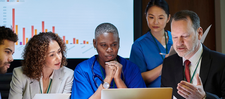Team of health professionals in a meeting