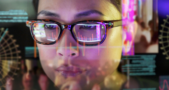 Woman looking at a screen