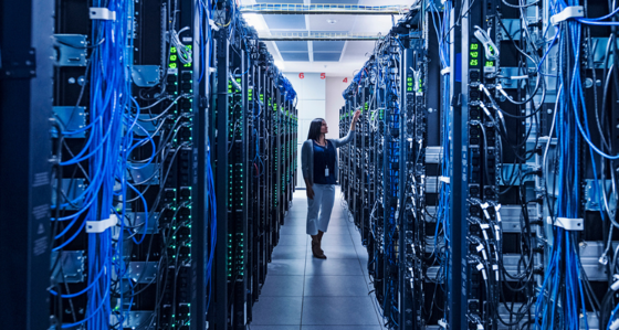 Woman in a data centre