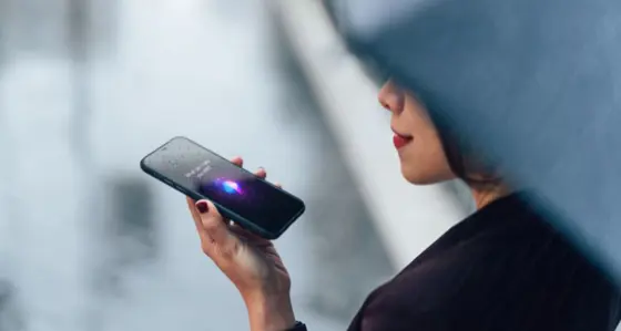 Woman using AI on mobile