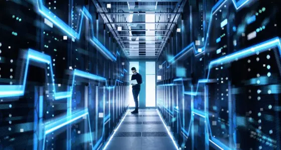 Man stood in a data centre