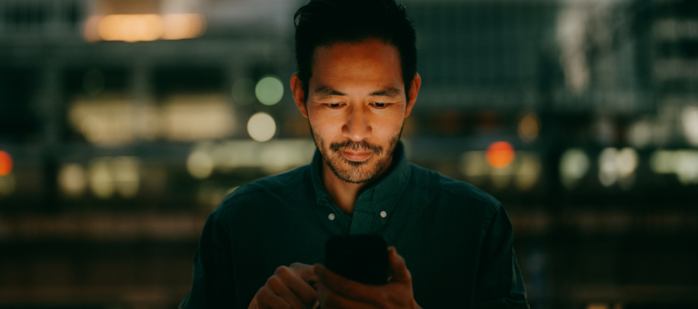Man using smartphone