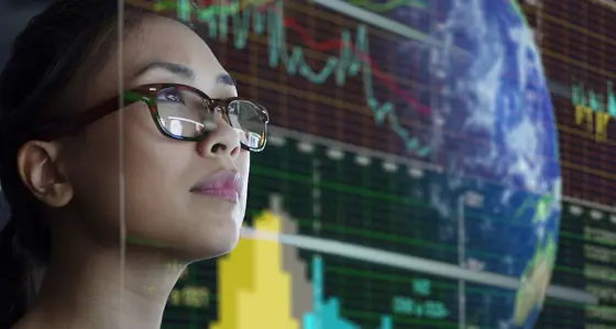 Woman analysing data