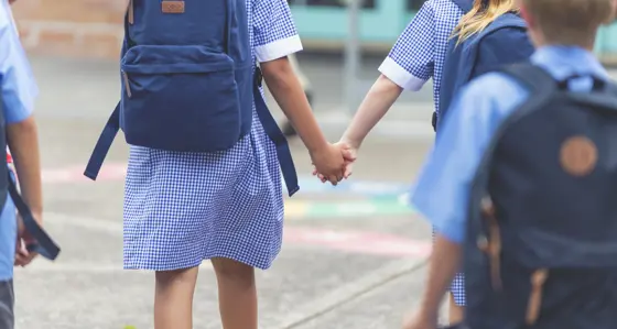 school children walking