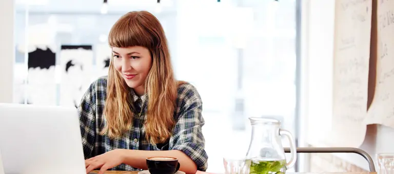 Young woman working at a desk